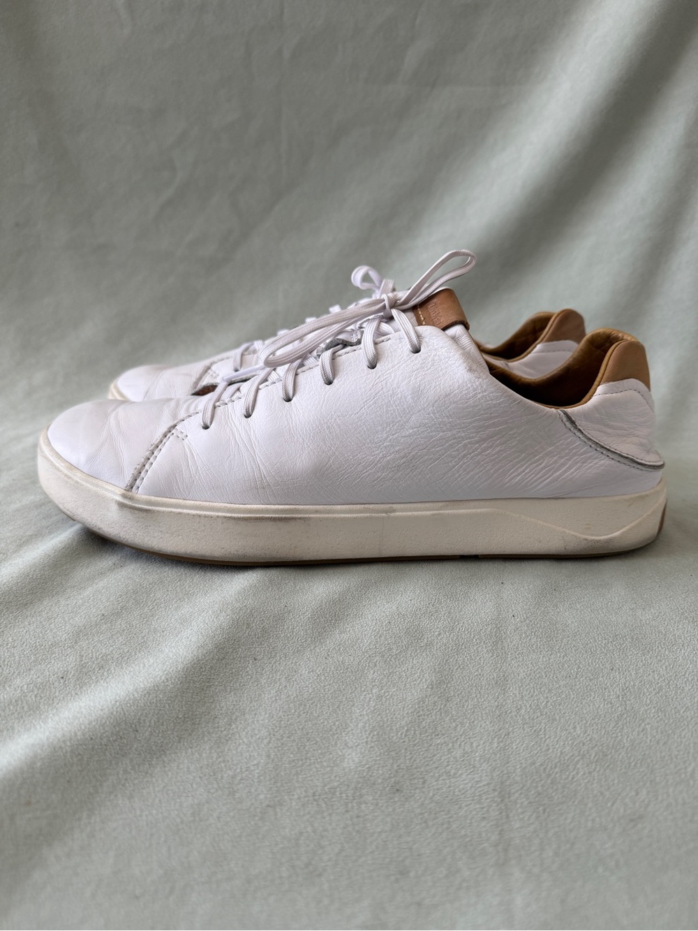 Olukai Mens Lae' Ahi Li 'ili Sneakers Shoes White Leather Lace Up Mens Size 12